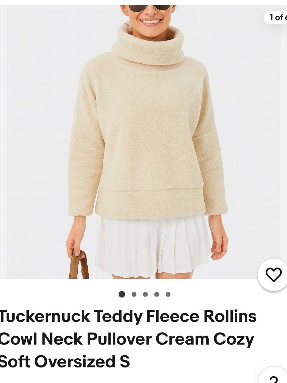 Tuckernuck Cream Teddy Fleece Cowl Neck Pullover